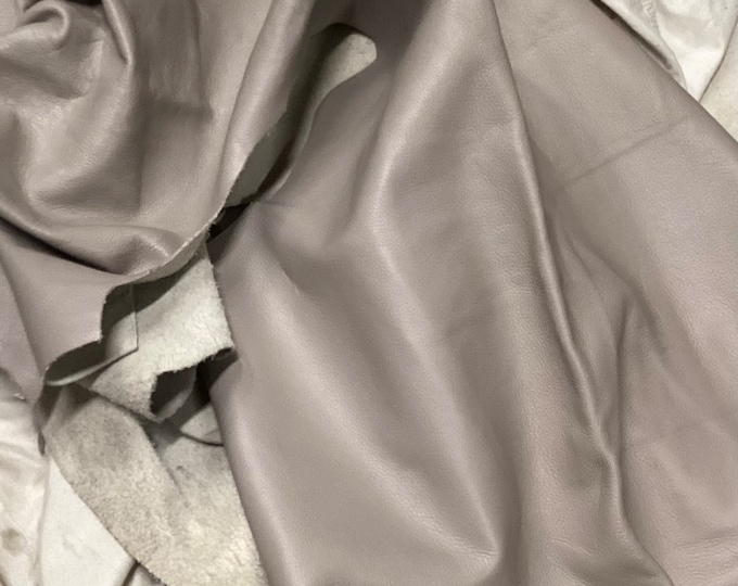 Taupe Gray Leather Cowhide Remnants.  C10