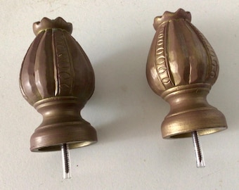 Package of 2 Tarnished Gold Hard Plastic Finials. Home Decor,  FN68