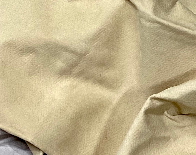 Nubuck Victorian Beige Embossed Leather Cowhide Remnant. Leather.  C11