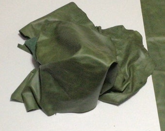 Green Leather Cowhide Remnants.  MRH2645