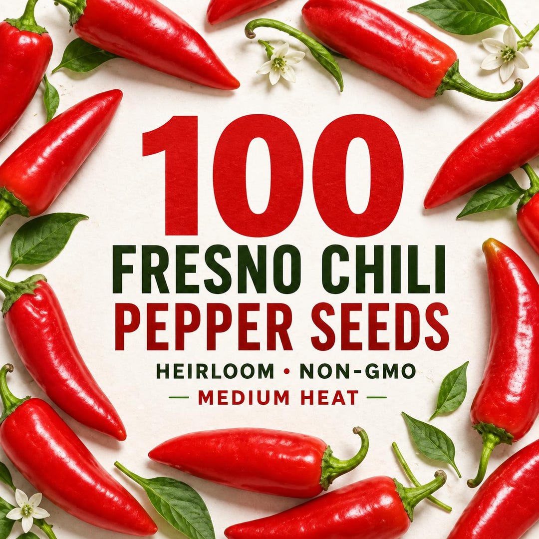 100 Fresno Chili Pepper Seeds | Heirloom NON-GMO Medium Heat