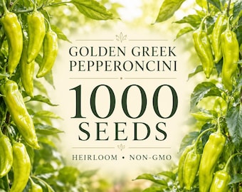 1000 Golden Greek Pepperoncini Pepper Seeds Heirloom Non-GMO Mild Pickling Pepper Vegetable Garden Seeds