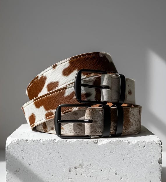 Handmade Cowhide Hair-on-Hide Belt | Western Leather Unisex Belt