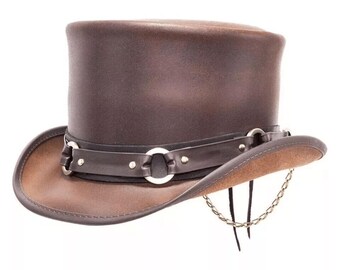 Hand Made Top Hat leather for mens