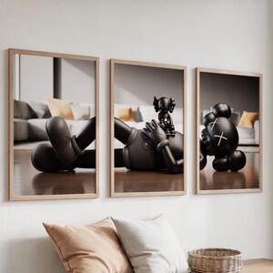 KAWS Poster Set of 3 Printable | Graffiti KAWS Wall Art | Hypebeast Digital Prints | Minimalist KAWS Decor | Street Art Download motivation
