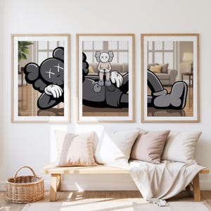 KAWS Poster Set of 3 Printable | Graffiti KAWS Wall Art | Hypebeast Digital Prints | Minimalist KAWS Decor | Street Art Download motivation
