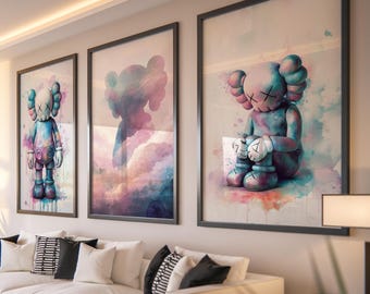 Kaws Earth Hypebeast Poster,set of 2, Printable KAWS Graffiti Poster, Hypebeast Toys, Hypebeast Sneaker, Sneaker Prints, Street Art