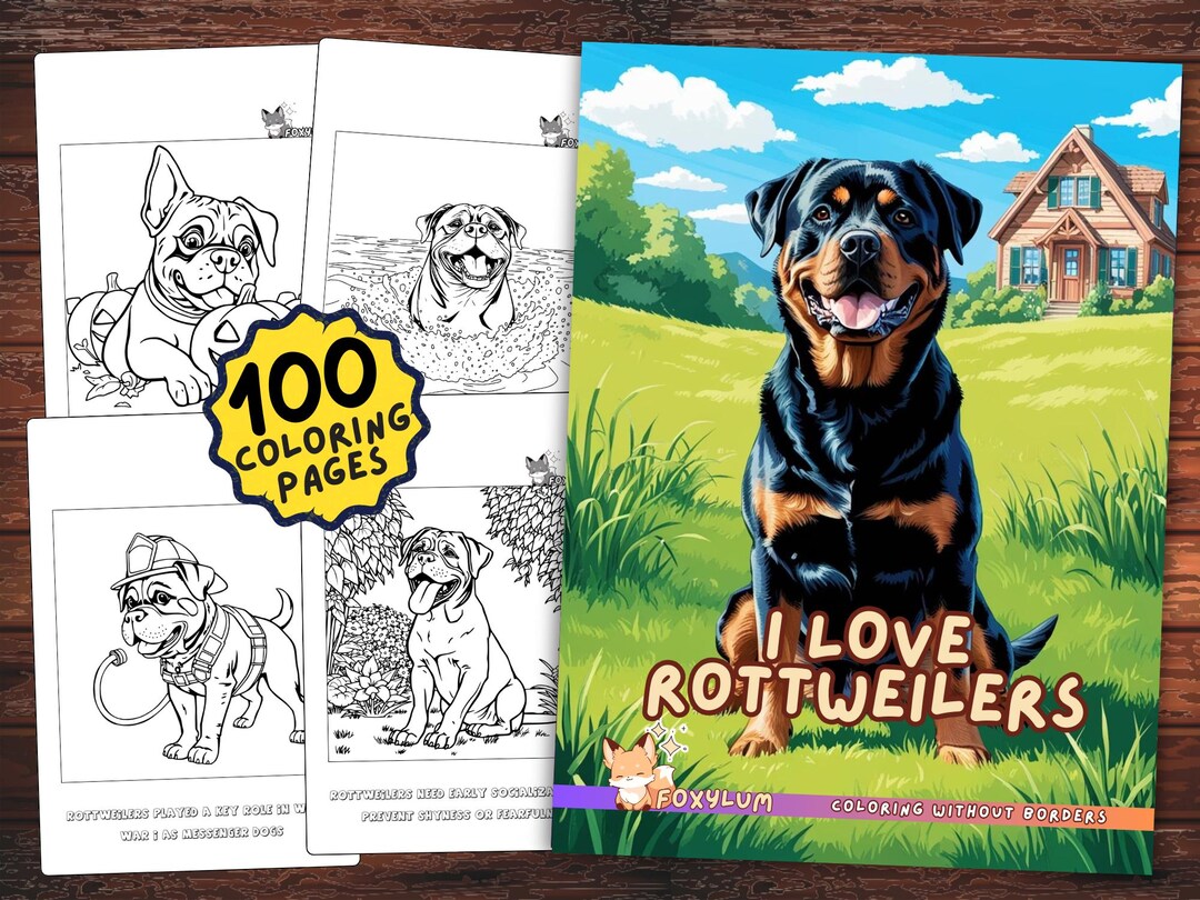 Rottweiler Coloring Pages PDF for Kids, 100 Pages With Fun Facts About ...