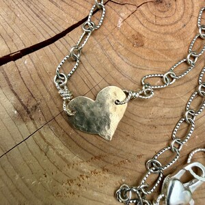 Mixed‑Metal Heart Necklace • 14kt Gold‑Filled Heart • Sterling Mariner Chain • Dainty Minimalist Choker image 11
