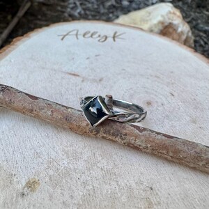 Sterling Silver Onyx Band Ring • Handmade Trinity Rope Twist Design image 5