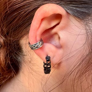 Sterling Silver Ear Cuff | Trinity Rope Twist Style Wide Conch Band | No-Piercing Earring image 2