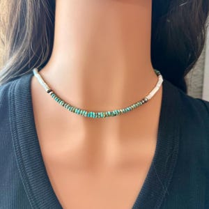 Mother of Pearl, Kingman Turquoise & Desert Pearl Choker • Sterling Silver • Southwestern Jewelry image 10
