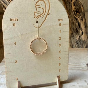 Gold Filled Hoop Drop Earrings • 14k GF Twist Wire • Hypoallergenic Dangles image 3