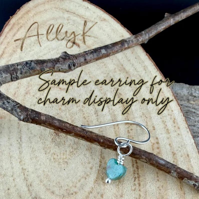 African Green Dragon Heart • 6mm Tiny Stone Charm • Sterling Wrapped immagine 5