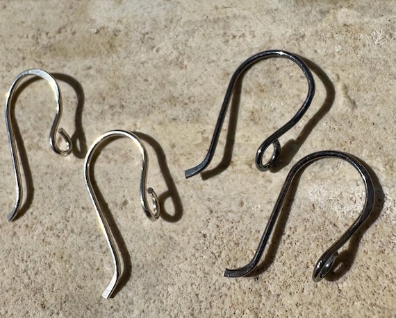 Side hook 20g sterling silver ear wires / handmade ear wires / shiny or oxidized polished