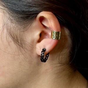 Brass Hammered Ear Cuff | Wide Conch Band | No-Piercing Earring image 5