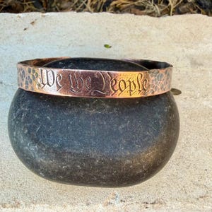 We The People Bracelet• Hand‑Forged Hammered Raw Copper Cuff image 2