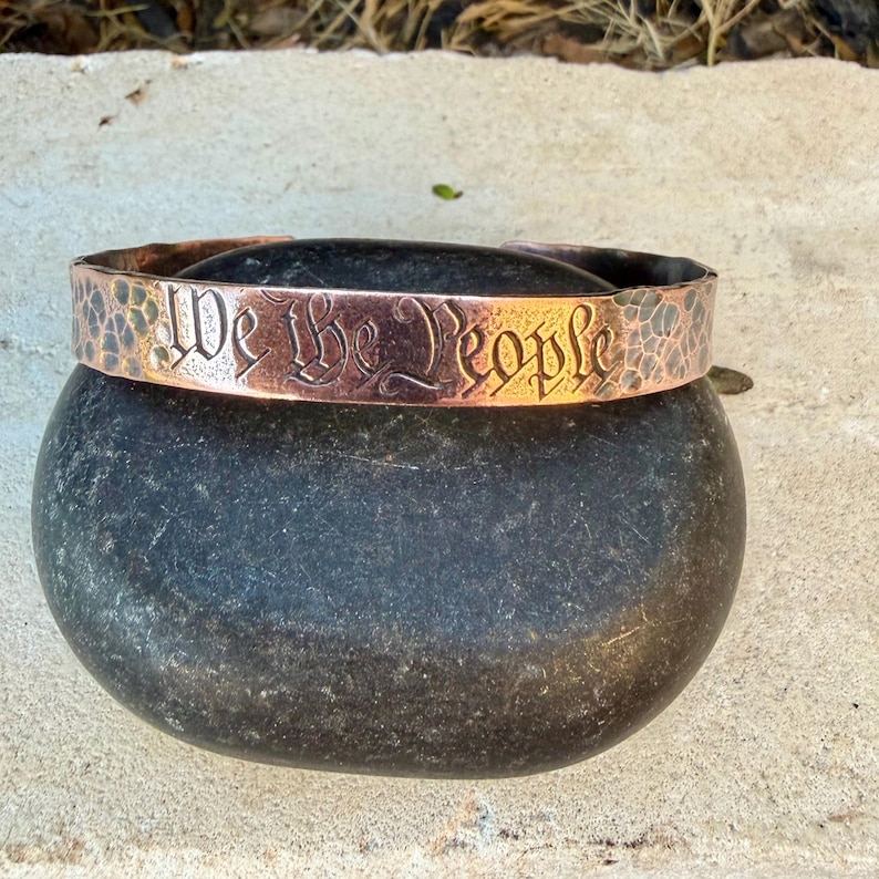 We The People Bracelet• Hand‑Forged Hammered Raw Copper Cuff image 2