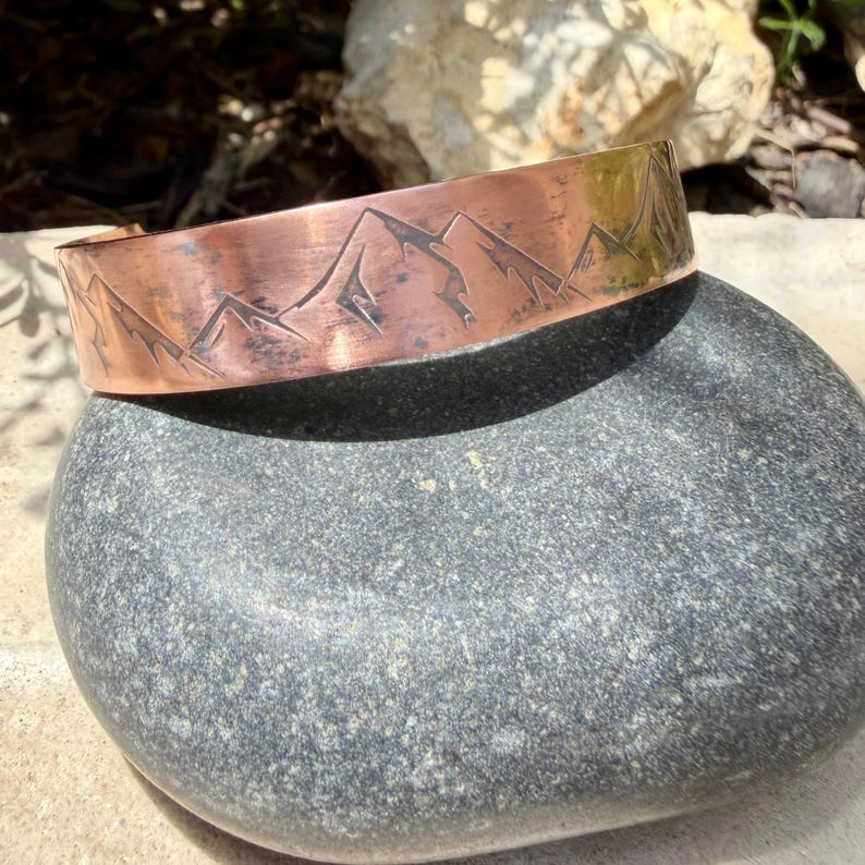 Rustic Mountains Copper Cuff • Hand‑Forged Raw Copper Bracelet image 5