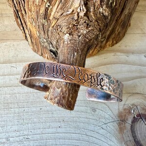We The People Bracelet• Hand‑Forged Hammered Raw Copper Cuff image 11