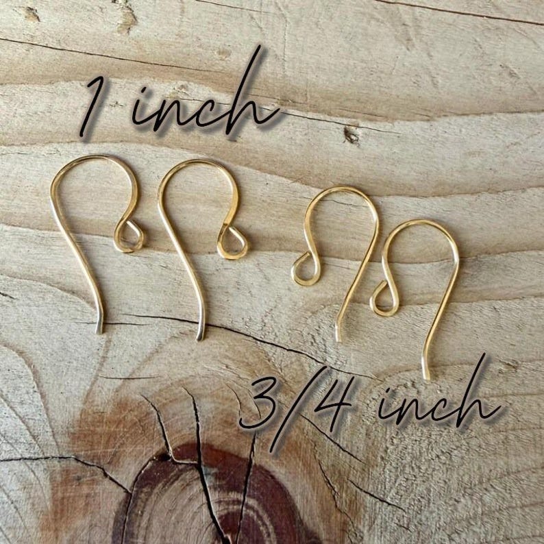 14kt Gold Filled French Ear Wires • Hand‑Forged 20g • 3/4 or 1 Inch image 1