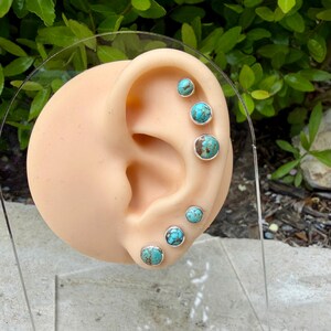 Genuine Turquoise Labret Earring • Screw-On Ball Back • 20G 18G 16G Threaded Post