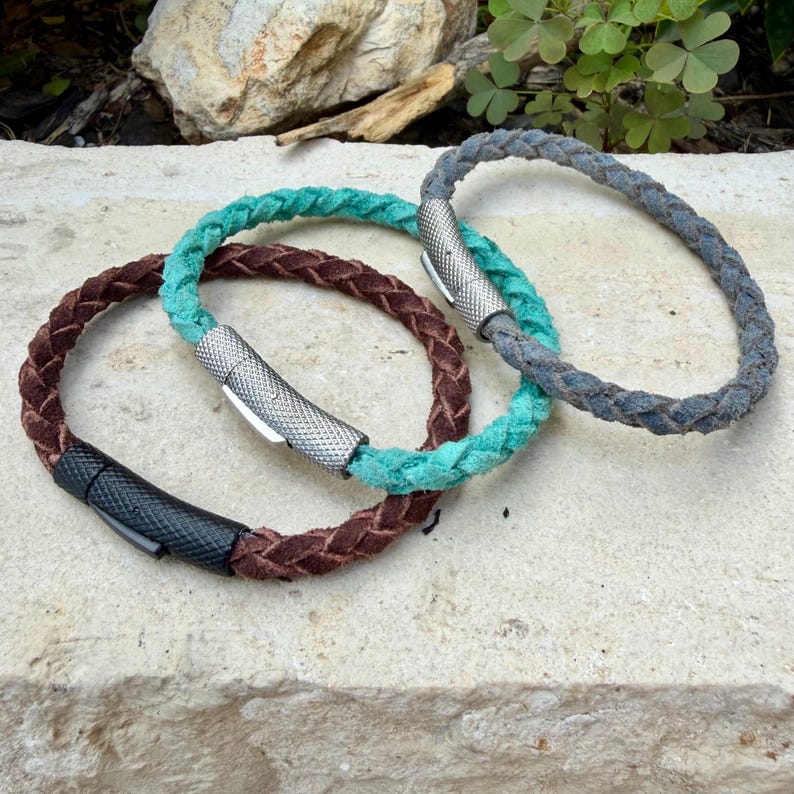 5 mm Geflochtenes Wildlederarmband • Bajonettverschluss • Lederschmuck Bild 5