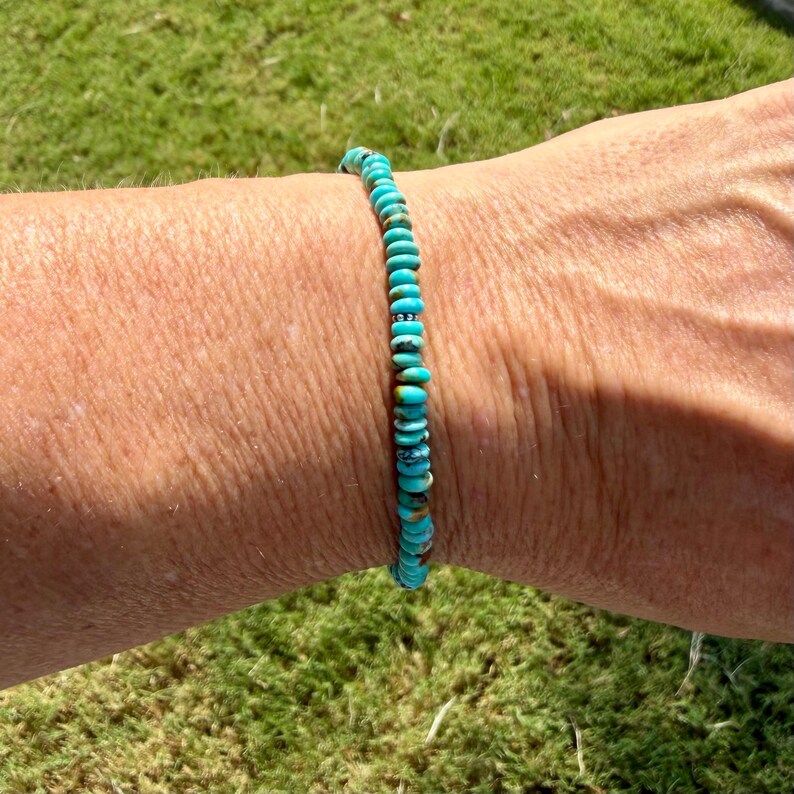Kingman Blue Turquoise Bracelet • Sterling Silver Southwest Jewelry image 8