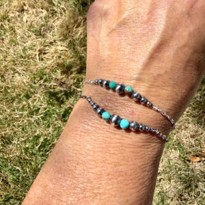 Bracelet chaîne barre graduée en perles du désert et turquoise | Élégance du sud-ouest en argent sterling image 7