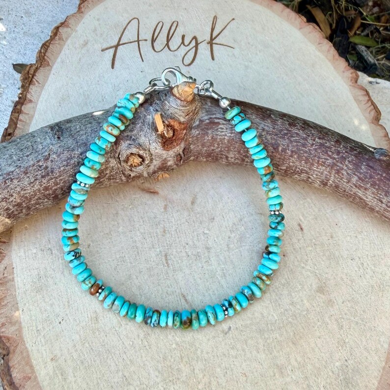 Kingman Blue Turquoise Bracelet • Sterling Silver Southwest Jewelry image 2
