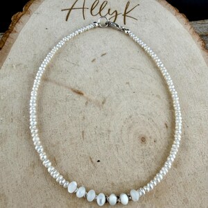 Freshwater Anklet with Mother of Pearl Accent • Sterling Silver Ankle Bracelet bild 8