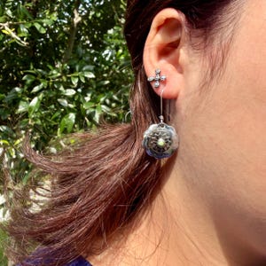 Sterling Sunflower Concho Earrings • Kingman Turquoise • 20mm Dangle image 6