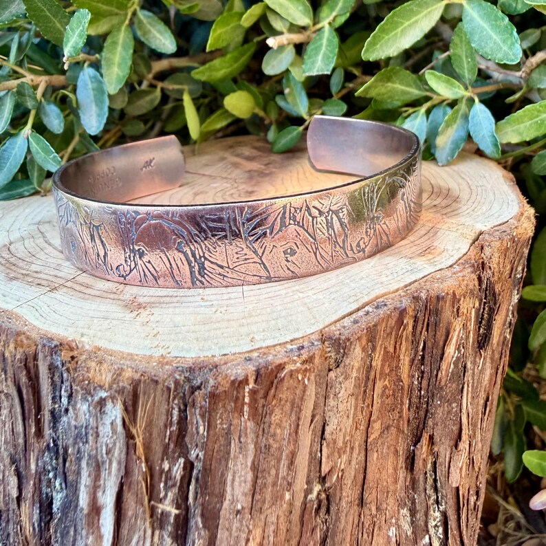 Horse Embossed Copper Cuff • Rustic Raw Copper Bracelet • Hand‑Forged Southwestern Jewelry image 10