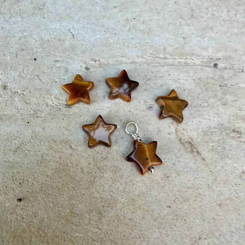 Tiger’s Eye Heart & Star Charms • 6–7mm Hearts • 10mm Star Gemstones image 7