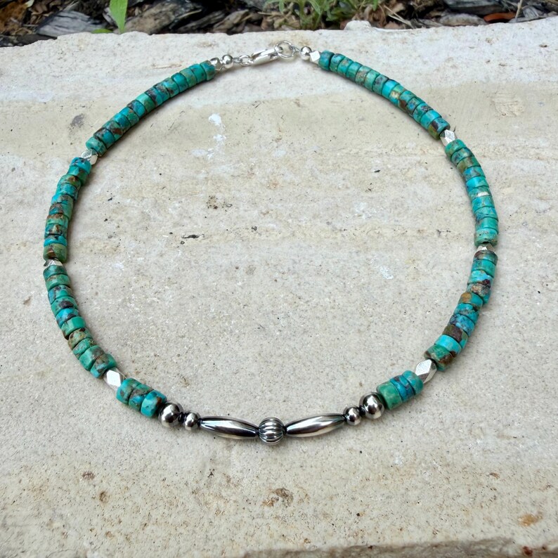 Sterling Silver Desert Pearl Anklet • Turquoise Heishi • Southwest Jewelry immagine 6