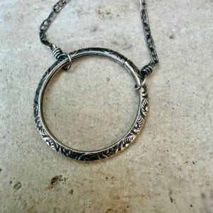 Sterling Silver Circle Necklace • Oxidized Silver Pendant • Everyday Minimalist image 8