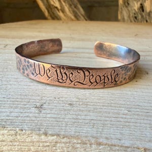 We The People Bracelet• Hand‑Forged Hammered Raw Copper Cuff image 10