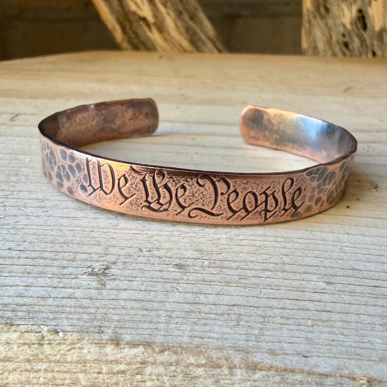 We The People Bracelet• Hand‑Forged Hammered Raw Copper Cuff image 10