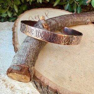 We The People Bracelet• Hand‑Forged Hammered Raw Copper Cuff image 7