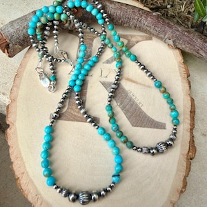 Gargantilla Kingman de turquesa • Perlas del desierto • Plata de ley • Estilo perla navajo imagen 9