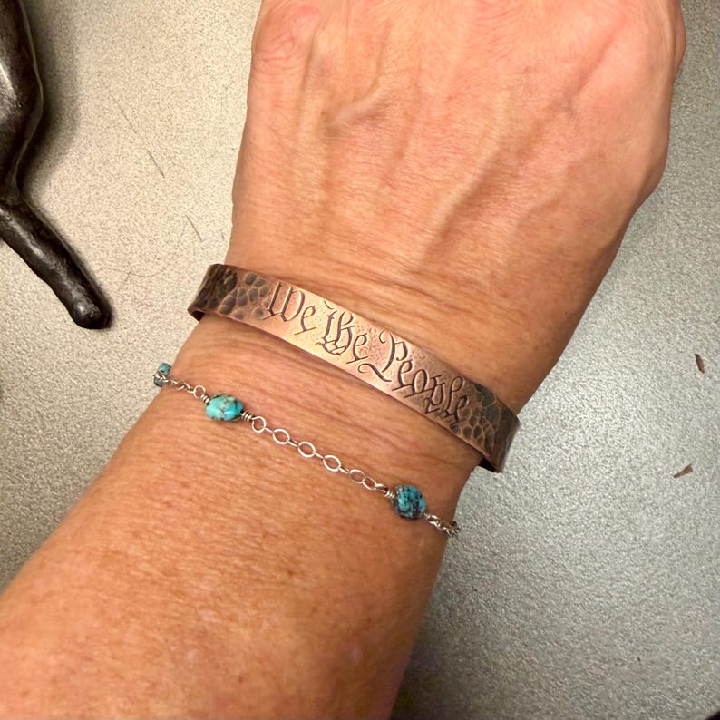 We The People Bracelet• Hand‑Forged Hammered Raw Copper Cuff image 3