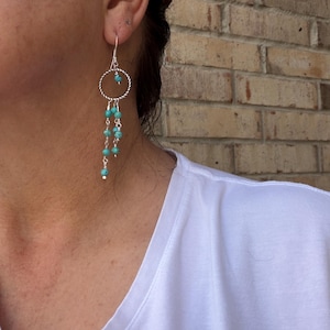 Pendientes de turquesa del suroeste / Pendientes colgantes de plata de ley con turquesa Kingman imagen 9
