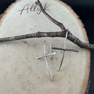 Handcrafted Sterling Silver Cross Earrings – Unique Seamless Design (20g or 18g Option) 18 gauge
