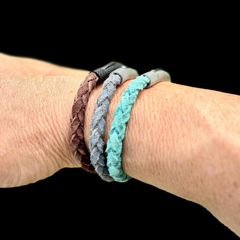5 mm Geflochtenes Wildlederarmband • Bajonettverschluss • Lederschmuck Bild 10