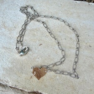 Mixed‑Metal Heart Necklace • 14kt Gold‑Filled Heart • Sterling Mariner Chain • Dainty Minimalist Choker image 6