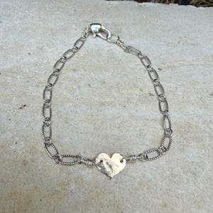 Mixed‑Metal Heart Bracelet • 14k Gold‑Filled Heart • Sterling Silver Chain • Dainty Jewelry image 3