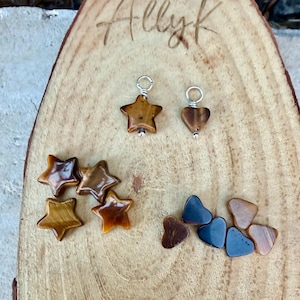 Tiger’s Eye Heart & Star Charms • 6–7mm Hearts • 10mm Star Gemstones image 1