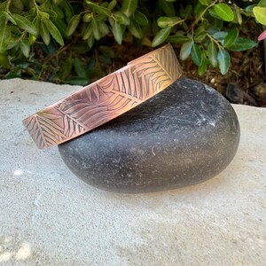 Leaves Embossed Copper Cuff • Rustic Raw Copper Bracelet • Hand‑Forged Southwestern Jewelry image 9