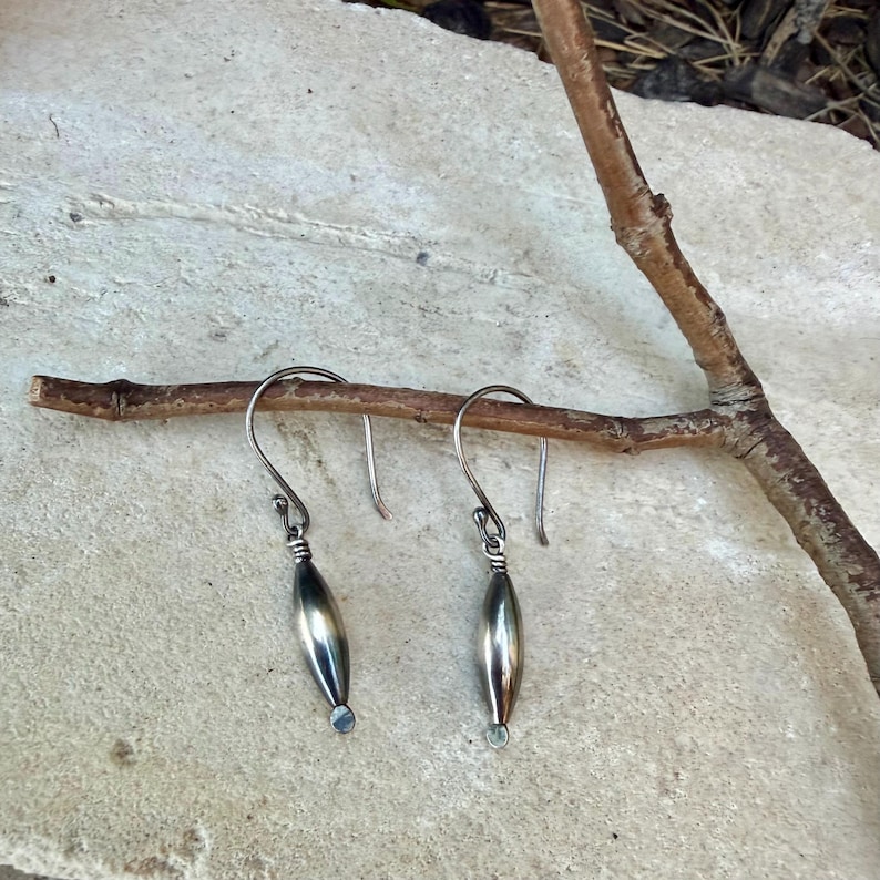 Desert Pearl Dangle Earrings • Sterling Silver Torpedo Drop Earrings • Southwest Jewelry image 8