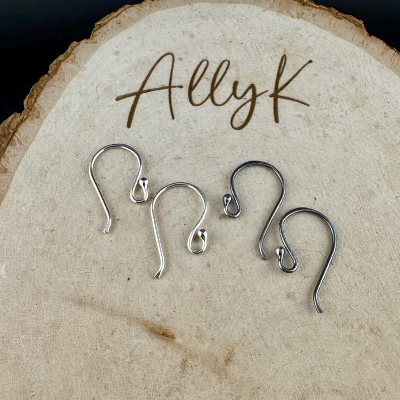 18g Argentium Ball End Ear Wires • 3/4 Inch • Hand‑Forged Silver Findings image 1